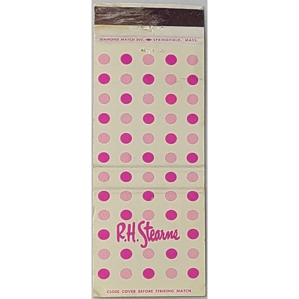 Matchbook Cover RH Stearns Department Store Boston MA Pink Purple Polka Dots FS